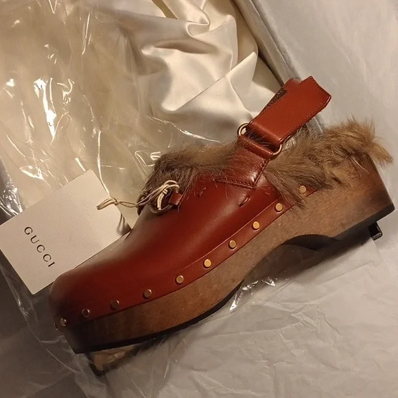 NWT Gucci Calfskin Fur Horsebit Amstel Slingback Clogs NIB - Picture 6 of 10